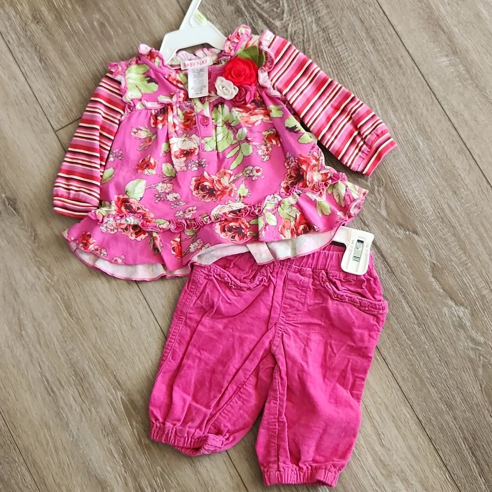 Baby Nay corduroy pink floral set